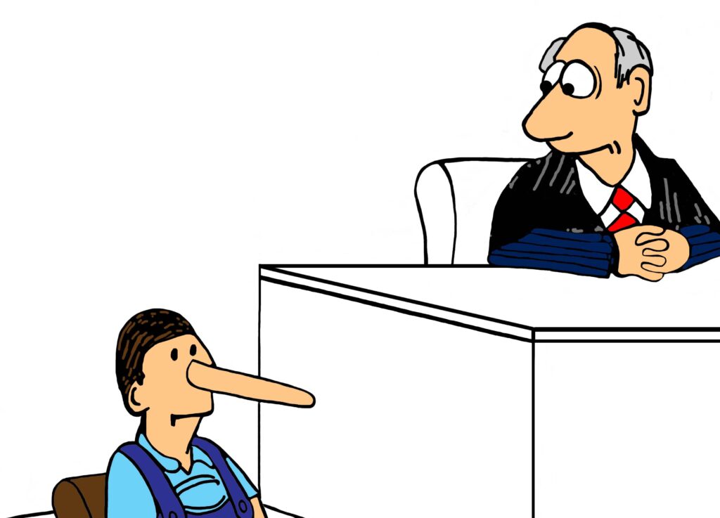 Nose growing from lying in court
