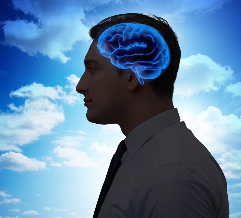 man with glowing brain